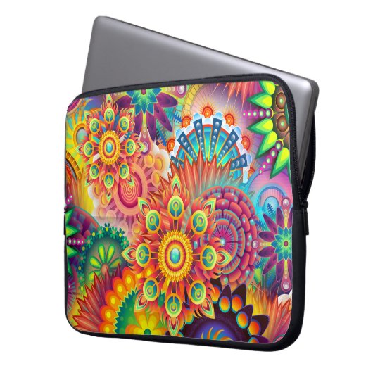 Funky Retro Muster Abstrakt Bohemisch Laptopschutzhülle (Vorderseite Links)