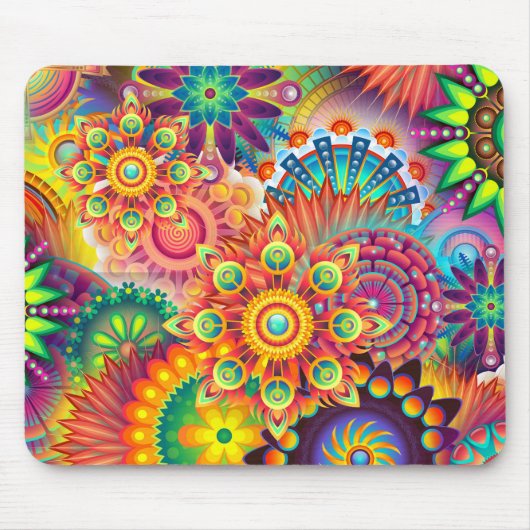 Funky Retro Muster Abstrakt Bohemisch Mousepad (Vorne)