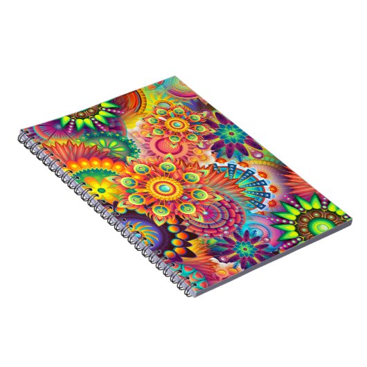 Funky Retro Muster Abstrakt Bohemisch Notizblock (Rechte Seite)