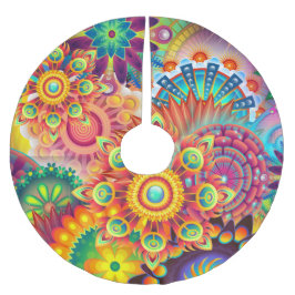 Funky Retro Muster Abstrakt Bohemisch Polyester Weihnachtsbaumdecke