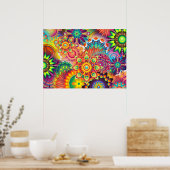 Funky Retro Muster Abstrakt Bohemisch Poster (Küche)