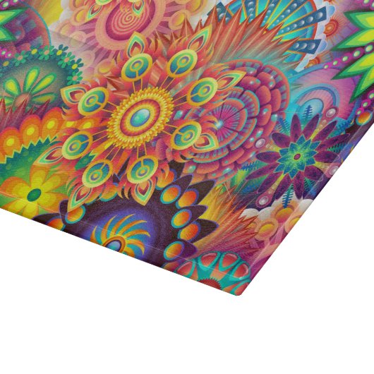 Funky Retro Muster Abstrakt Bohemisch Schneidebrett (Ecke)