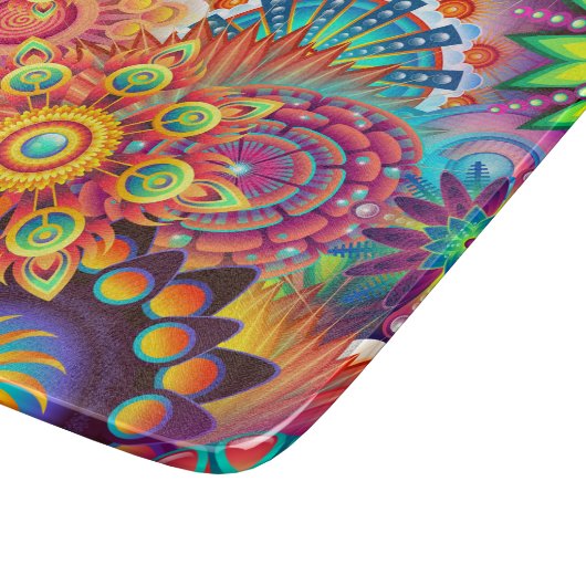 Funky Retro Muster Abstrakt Bohemisch Schneidebrett (Ecke)