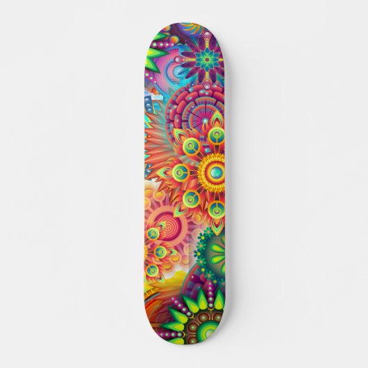 Funky Retro Muster Abstrakt Bohemisch Skateboard (Vorne)