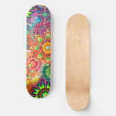 Funky Retro Muster Abstrakt Bohemisch Skateboard (Vorderseite)