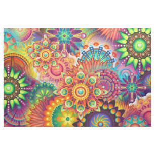 Funky Retro Muster Abstrakt Bohemisch Stoff