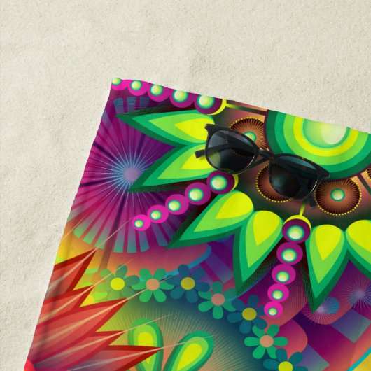 Funky Retro Muster Abstrakt Bohemisch Strandtuch (Beispiel)