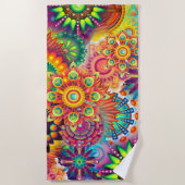 Funky Retro Muster Abstrakt Bohemisch Strandtuch (Vorderseite)