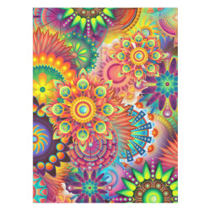 Funky Retro Muster Abstrakt Bohemisch Tischdecke