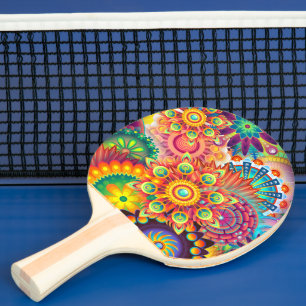 Funky Retro Muster Abstrakt Bohemisch Tischtennis Schläger