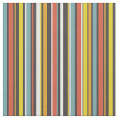 Funky Retro Orange Brawn Yellow Aqua Stripes (1970 Stoff (Nahaufnahme)