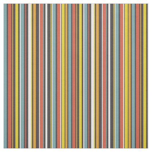 Funky Retro Orange Brawn Yellow Aqua Stripes (1970 Stoff (Muster)