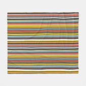 Funky Retro Orange Brown Aqua White Striping Fleecedecke (Vorderseite (Horizontal))