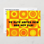 Funky Retro orange gelber Kreis Änderung der Adres Ankündigungspostkarte (Vorne/Hinten)