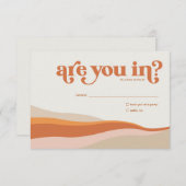 Funky Retro Orange Peach and Gold UAWG Reply Card RSVP Karte (Vorne/Hinten)