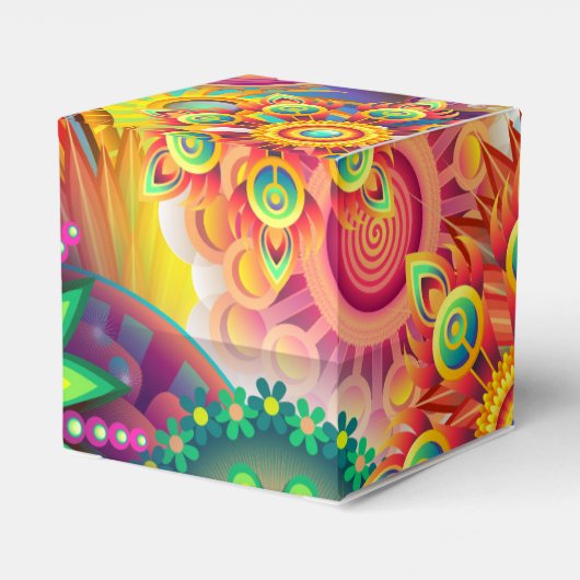Funky Retro Pattern Abstrakt Boho Geschenkschachtel (Rückseite)