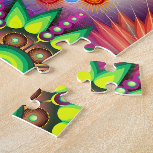 Funky Retro Pattern Abstrakt Boho Puzzle (Seite)