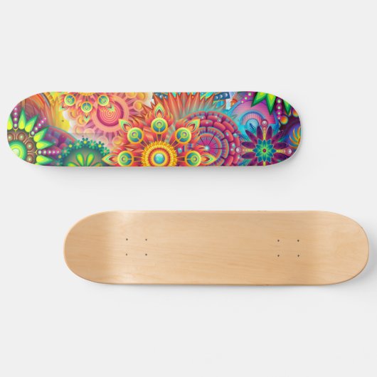 Funky Retro Pattern Abstrakt Boho Skateboard (Horizontal)