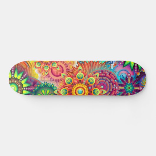 Funky Retro Pattern Abstrakt Boho Skateboard (Horizontal)