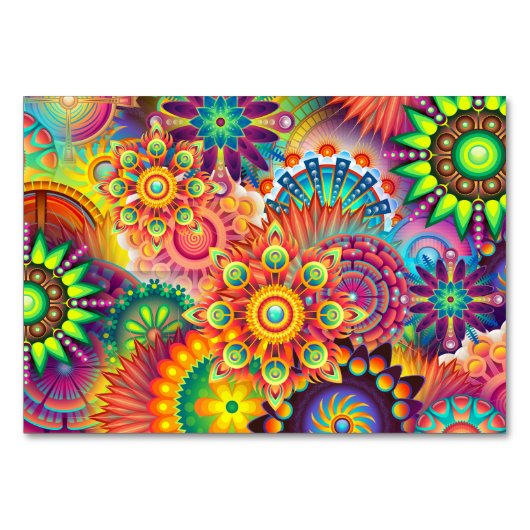 Funky Retro Pattern Abstrakt Boho Tischnummer (Rückseite)