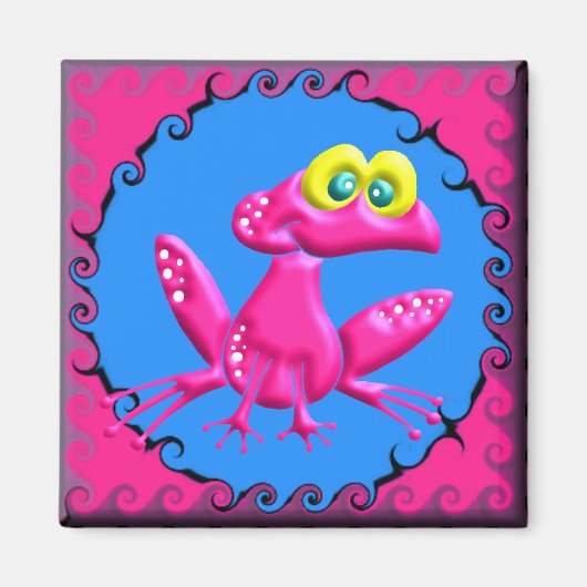 Funky Retro Pink Frog Magnet (Vorne)