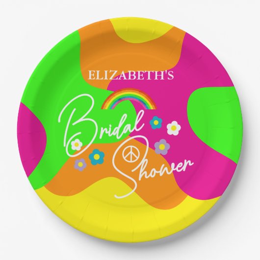 Funky Retro-Polterabend Pappteller (Vorderseite)