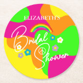 Funky Retro-Polterabend Runder Pappuntersetzer (Vorderseite)