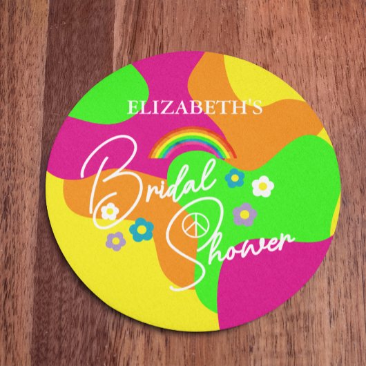 Funky Retro-Polterabend Runder Pappuntersetzer