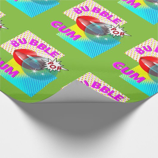 Funky Retro Pop Art Bubble Gum Lips Geschenkpapier (Ecke)