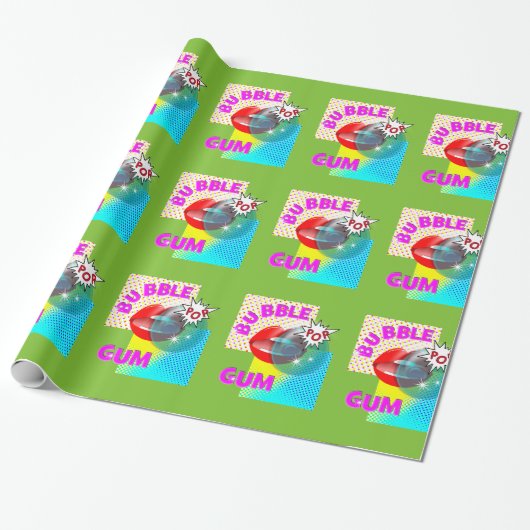 Funky Retro Pop Art Bubble Gum Lips Geschenkpapier (Ungerollt)