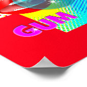 Funky Retro Pop Art Bubble Gum Lips Poster (Ecke)