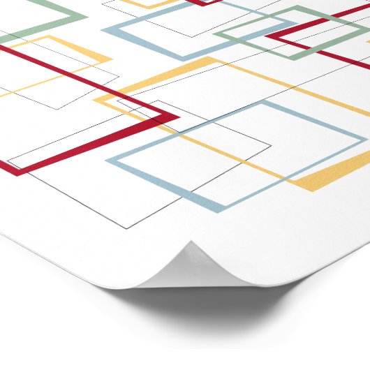 Funky Retro Quadrate Mitte des Jahrhunderts Poster (Ecke)