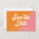 Funky Retro Rosa Orange Wedding speichern das Datu (Vorderseite)