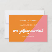 Funky Retro Rosa Orange Wedding speichern das Datu (Rückseite)