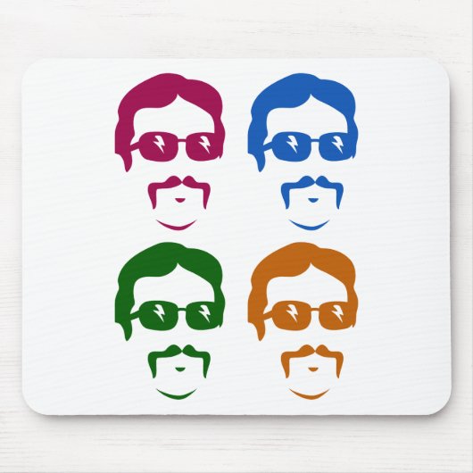 Funky Retro Schnurrbart Mann Mousepad (Vorne)