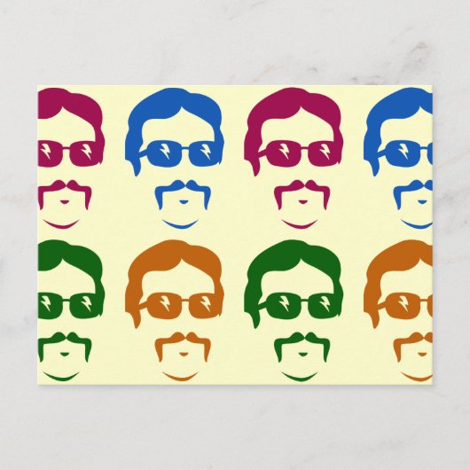 Funky Retro Schnurrbart Mann Postkarte (Vorderseite)