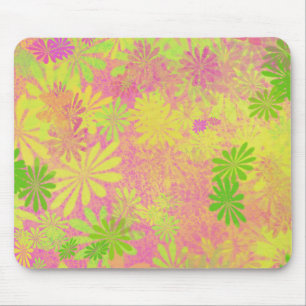 Funky Retro Sechzigerjahre Blumen Mousepad