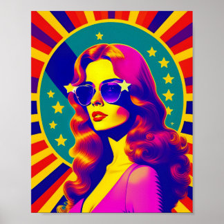 Funky Retro Sonnenbrille Pop Girl Poster