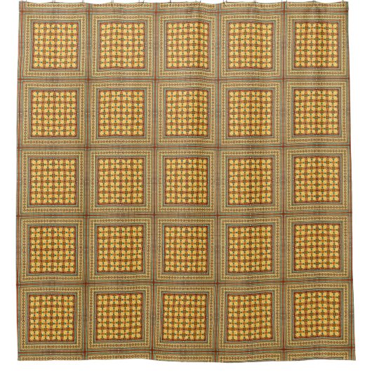 Funky Retro Square Kariert Tile Pattern Duschvorhang (Vorderseite)