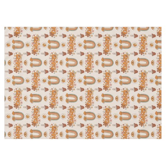 Funky Retro Tablecloth Brown & Blush Swirl Art Tischdecke (Vorderseite (Horizontal))