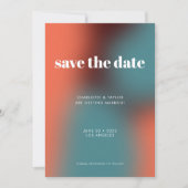 Funky Retro Turquoise Orange Gradient Wedding Save The Date (Vorderseite)
