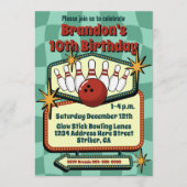 Funky Retro Vibes Tween Bowling Birthday Einladung (Vorderseite)
