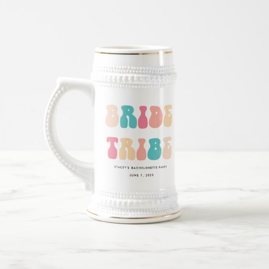 Funky Retro Vintag Bride Tribe Junggeselinnen-Absc Bierglas (Links)