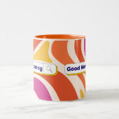 Funky Retro Wave Pattern Gute Morgensuche Bar m Zweifarbige Tasse (Mittel)