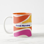 Funky Retro Wave Pattern Gute Morgensuche Bar m Zweifarbige Tasse (Links)