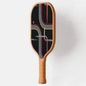 Funky Retro Wavy Stripes Red Blue Green Black Pickleball Schläger (Links)