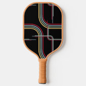 Funky Retro Wavy Stripes Red Blue Green Black Pickleball Schläger (Rückseite)