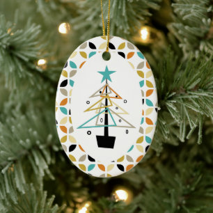 Funky Retro-Weihnachtsbaum Mid-Century-Rückblick Keramik Ornament