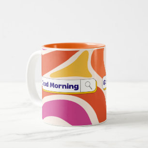 Funky Retro-Wellen-Muster Guten-Morgen-Suchleiste Zweifarbige Tasse