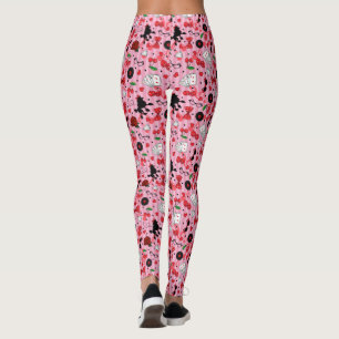Funky Rockabilly Poodles und Cherries Sock Hop Leggings